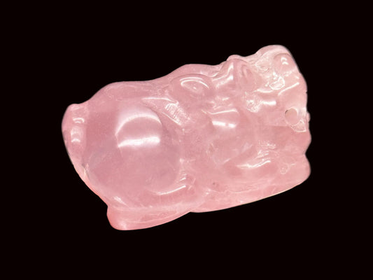Beautiful Rose Quartz Crystal Pixiu Carving