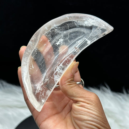 Clear Quartz Crystal Half Moon Bowl