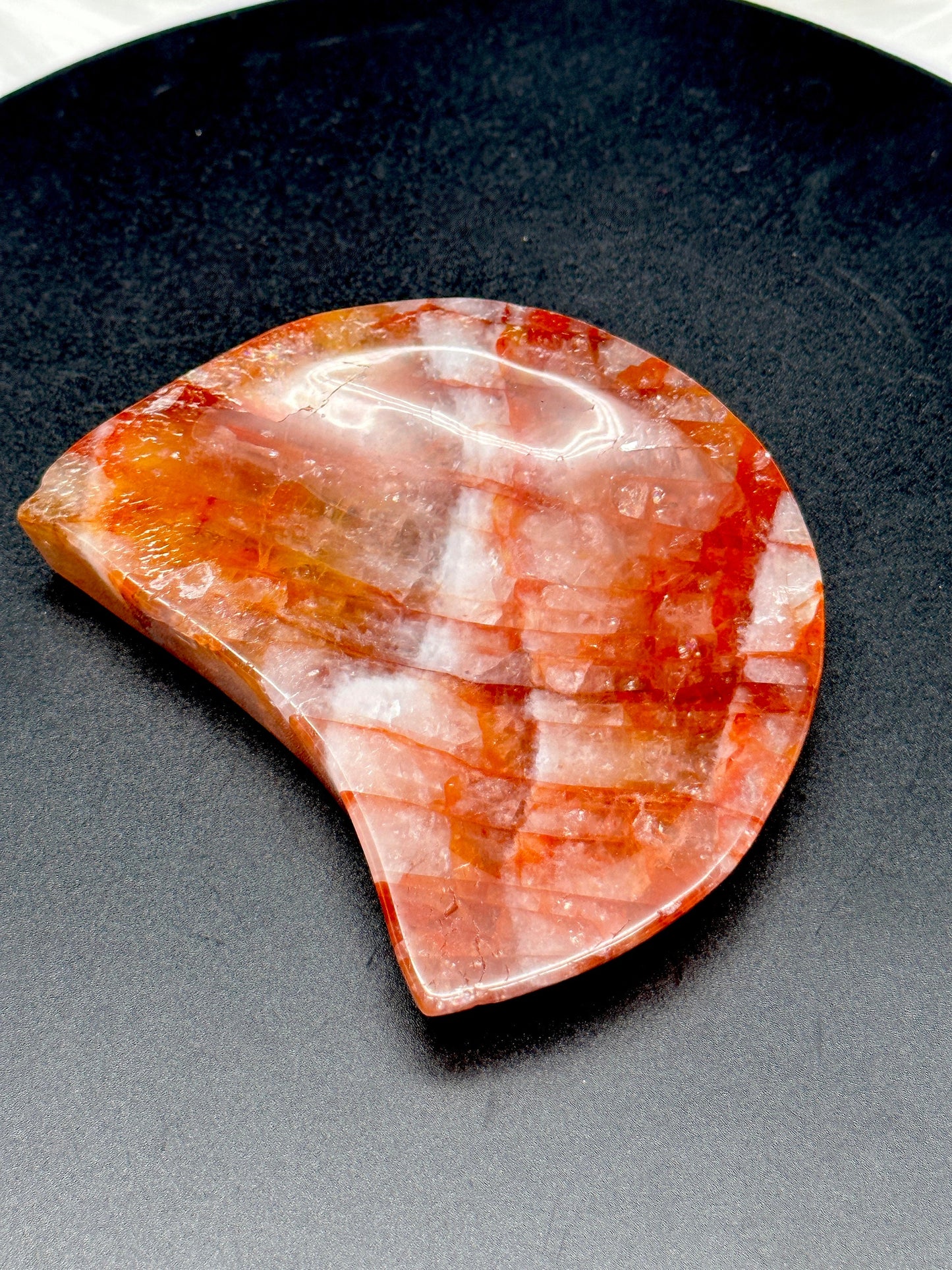 Fire Quartz Crystal Moon Bowl