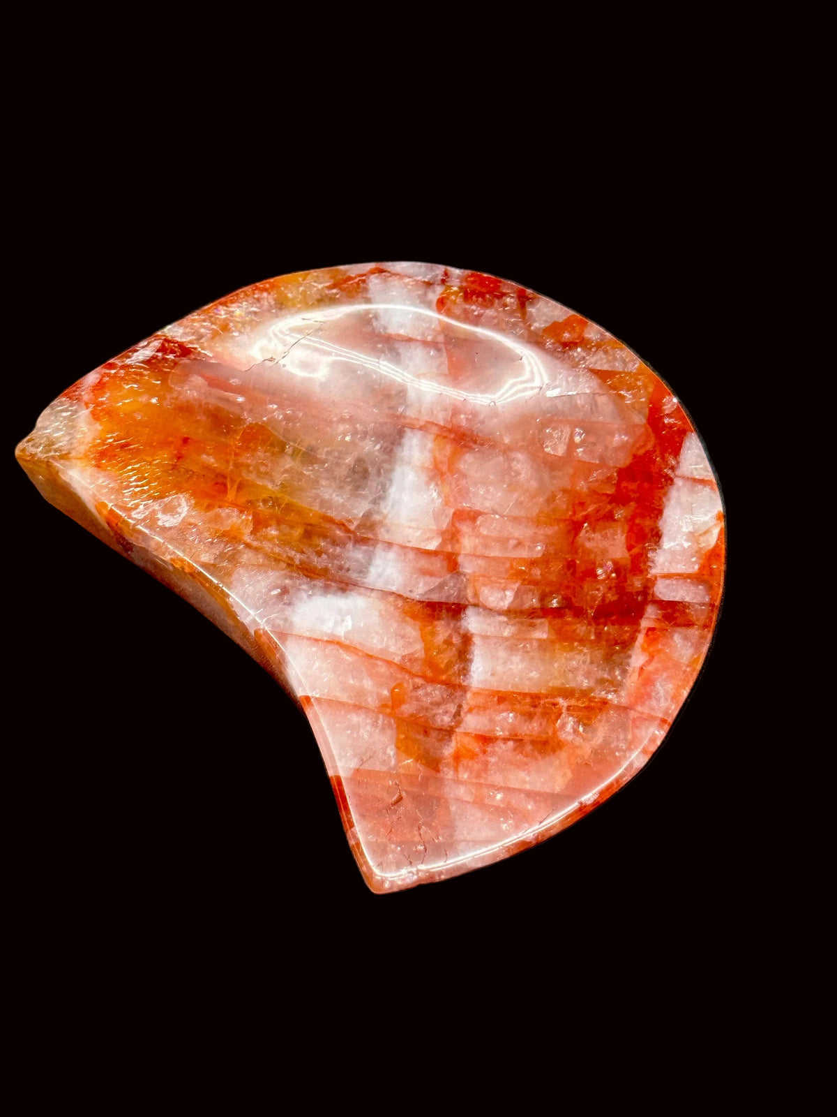 Fire Quartz Crystal Moon Bowl
