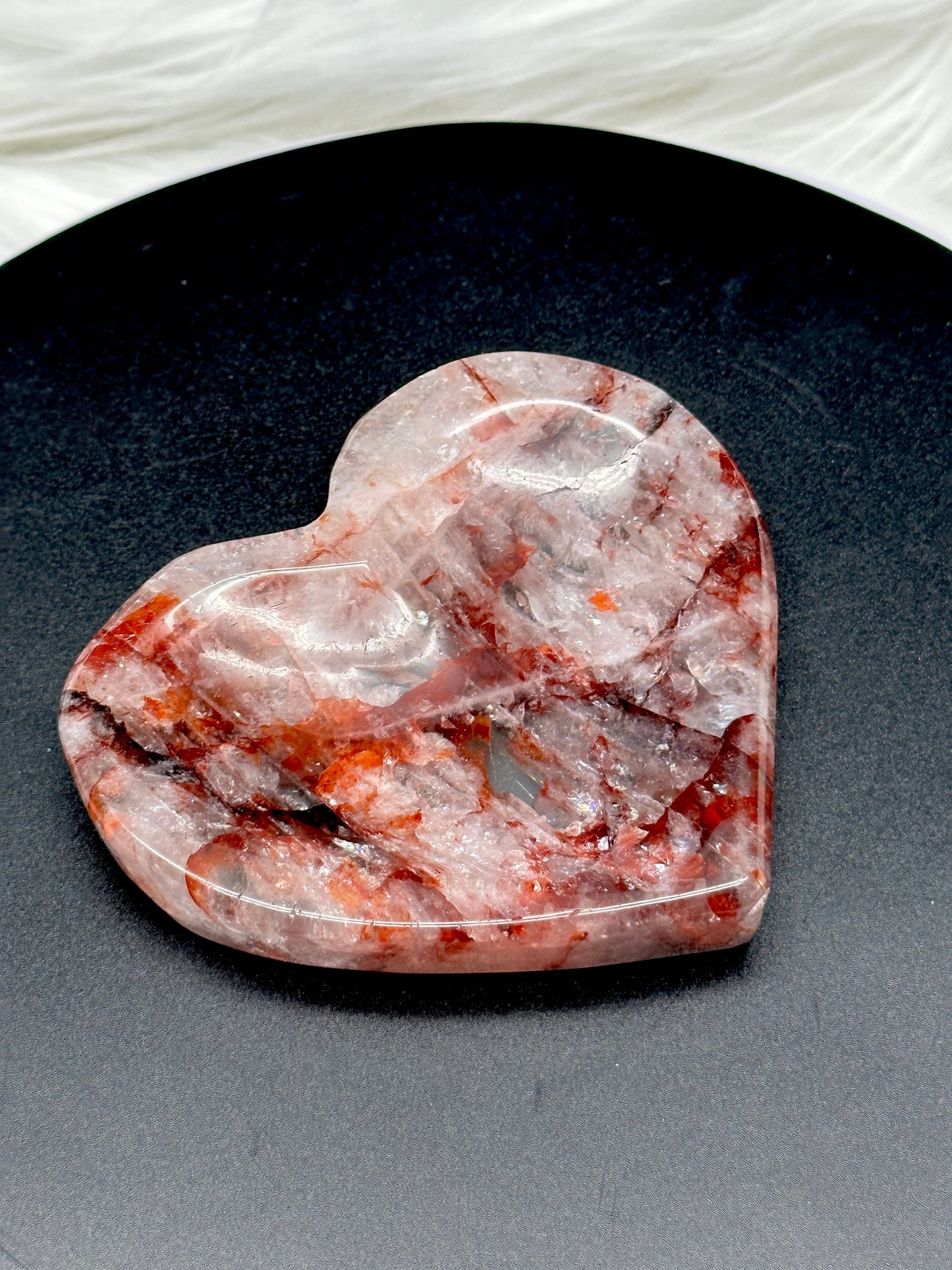 Fire Quartz Crystal Heart Shaped Bowl