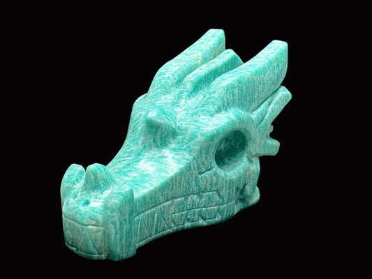 Handcrafted Amazonite Crystal Dragon Head Carving