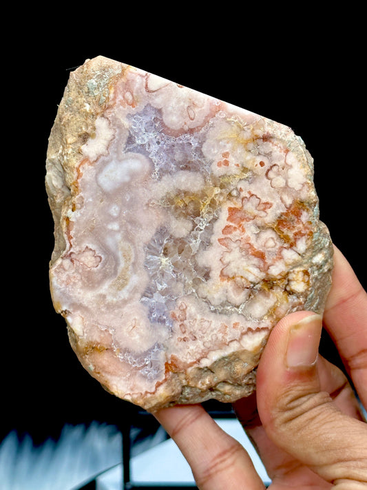 Sparkly Pink Amethyst Flower Agate Crystal Slab