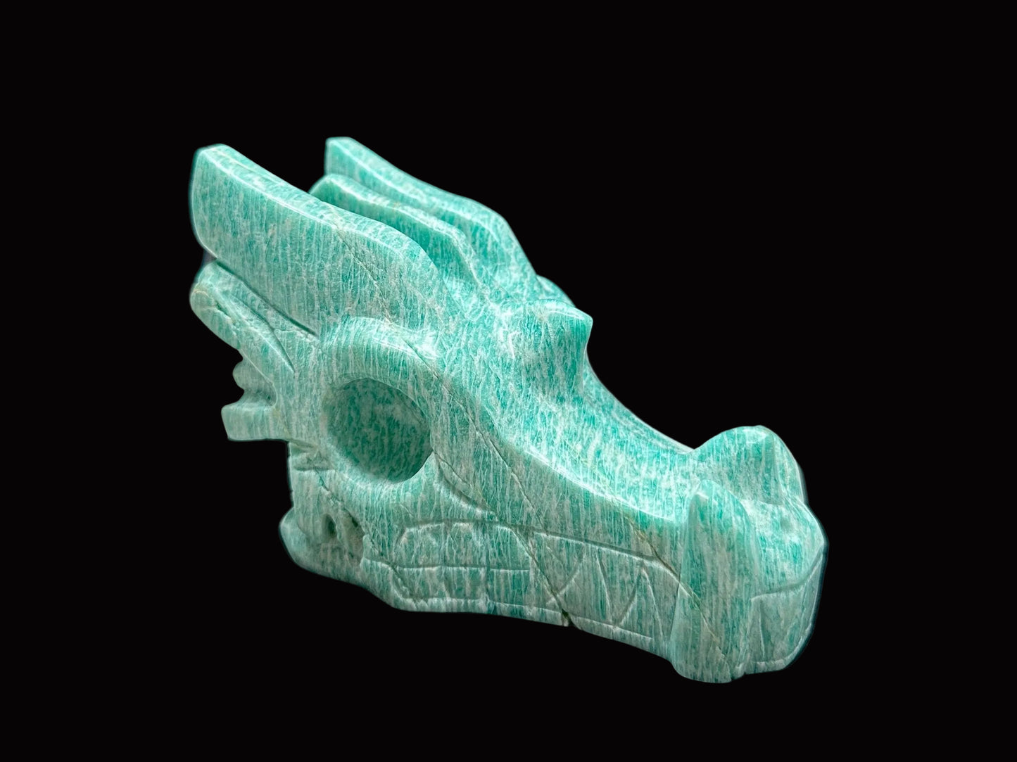 Handcrafted Amazonite Crystal Dragon Head Carving