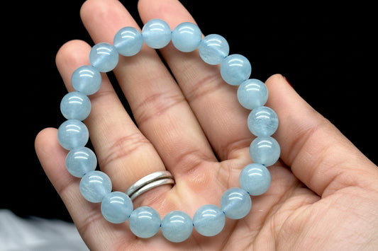 Aquamarine Crystal Bracelet - 10mm Bead Size - Natural Healing Gemstone Jewelry