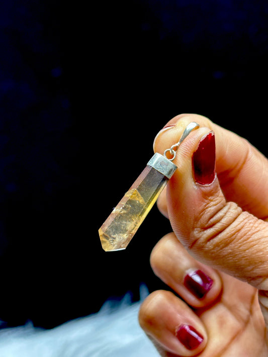 Genuine Zambian Citrine Crystal Pendant in Sterling Silver | Healing Crystal Jewelry | Handcrafted Citrine Necklace | Genuine Gemstone