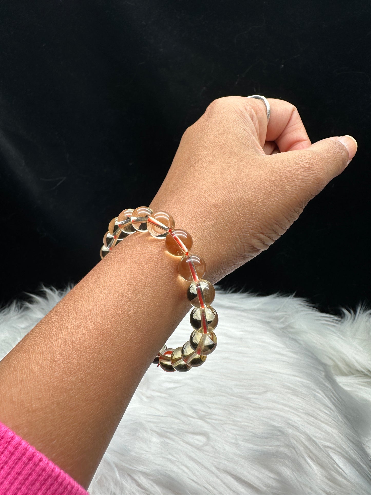 Brazilian Citrine Crystal Bracelet - 8mm Top Clarity Beads for Unmatched Energy