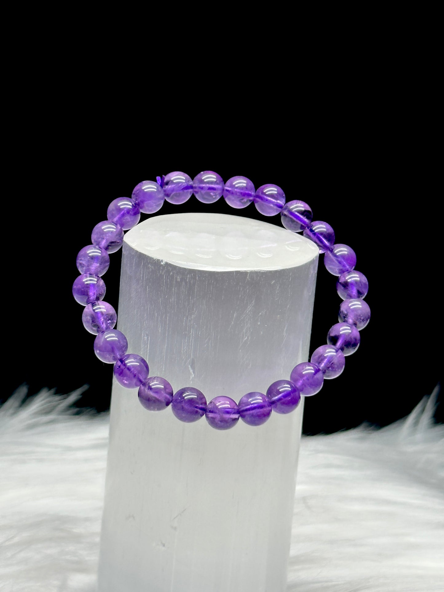 Premium Amethyst Crystal Bracelet - Experience Tranquility with Top Clarity 7mm Beads