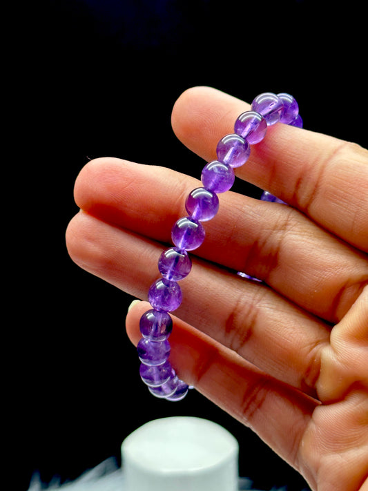 Premium Amethyst Crystal Bracelet - Experience Tranquility with Top Clarity 7mm Beads