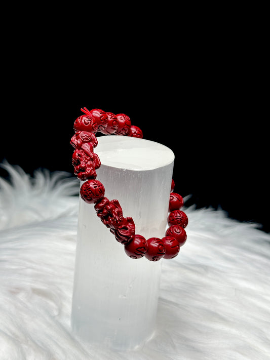 Cinnabar Crystal Lucky Pixiu Feng Shui Bracelet - Enhance Wealth and Harmony