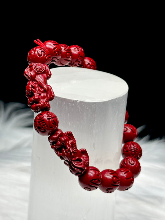 Cinnabar Crystal Lucky Pixiu Feng Shui Bracelet - Enhance Wealth and Harmony