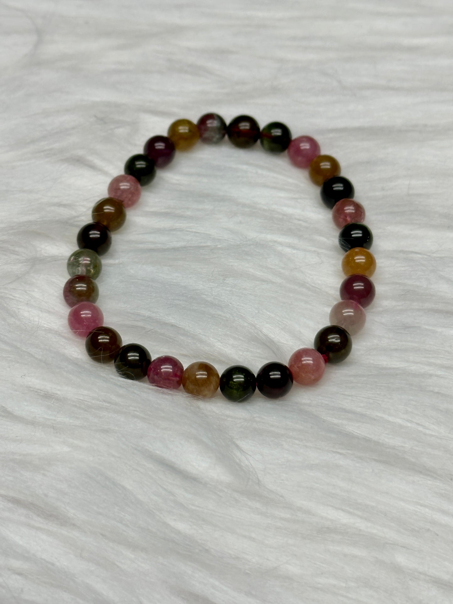 Handcrafted Rainbow Tourmaline Crystal Bracelet - Healing Energy, 6mm Beads