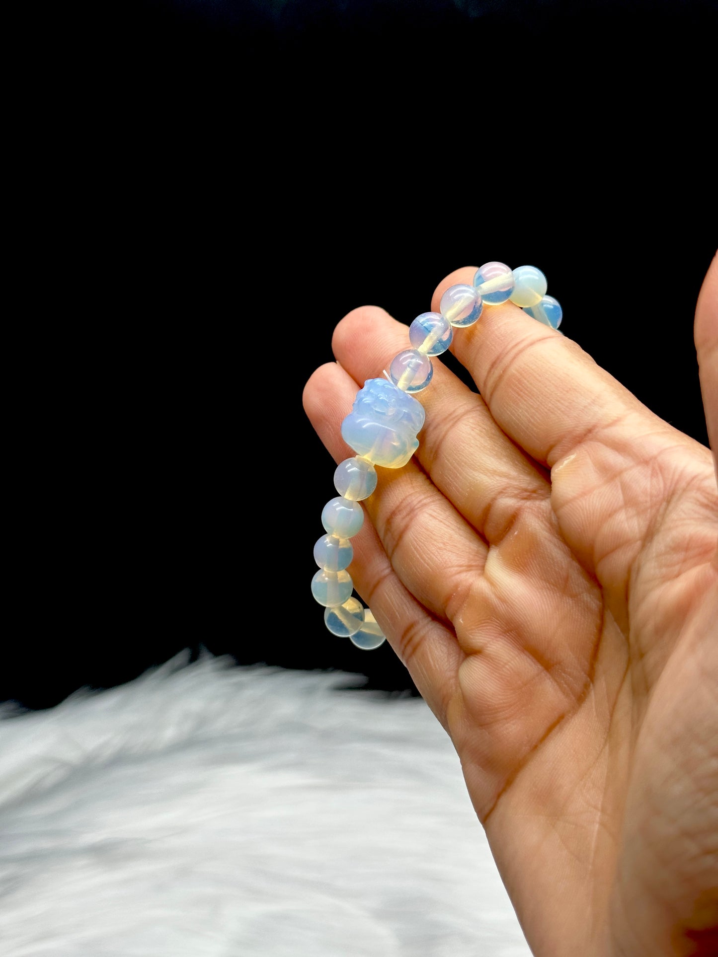 White Opal Crystal Pixiu Bracelet - Healing Energy Infused