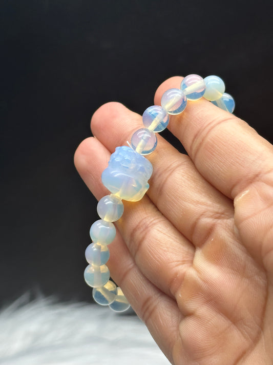 White Opal Crystal Pixiu Bracelet - Healing Energy Infused