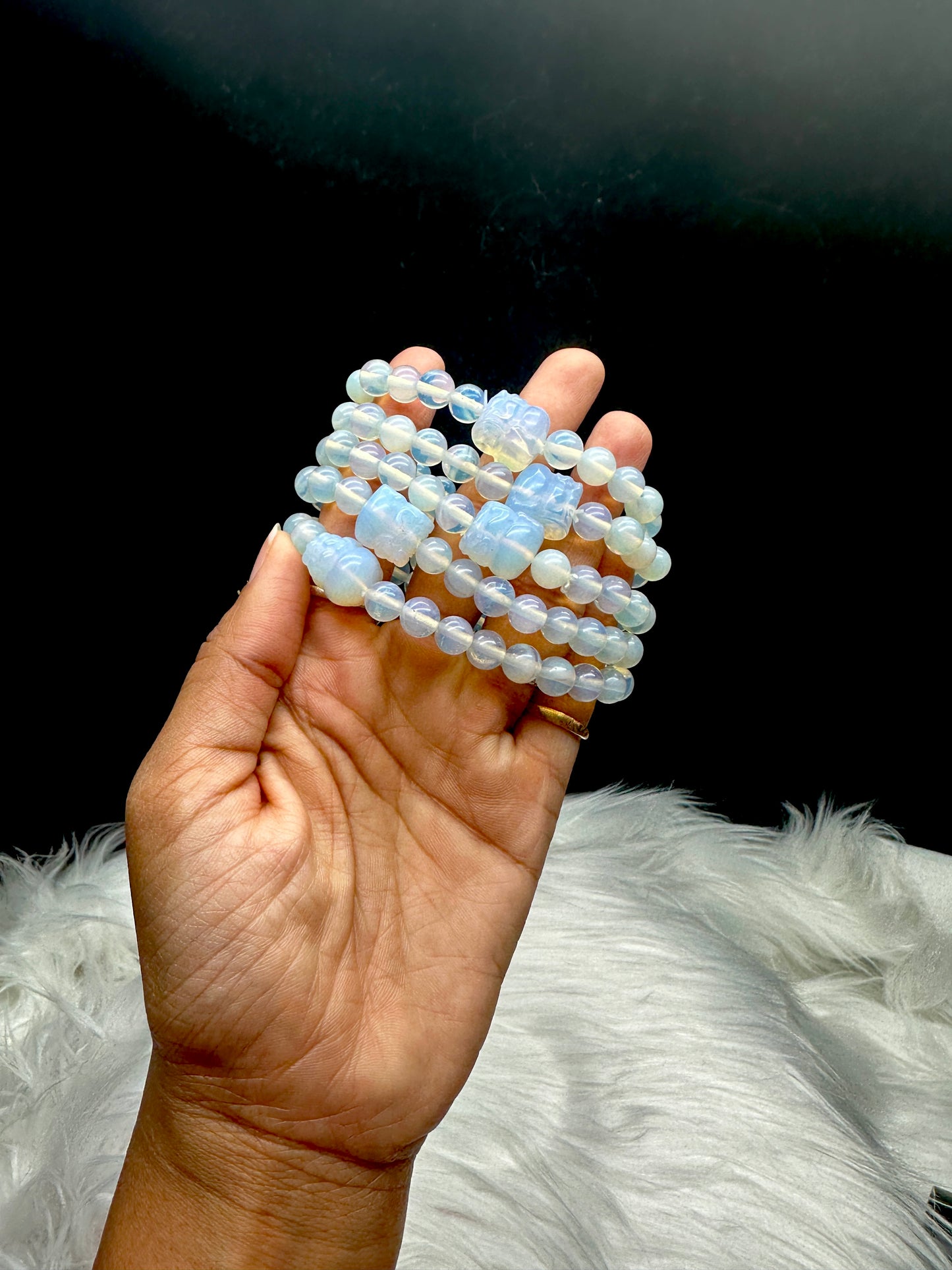 White Opal Crystal Pixiu Bracelet - Healing Energy Infused