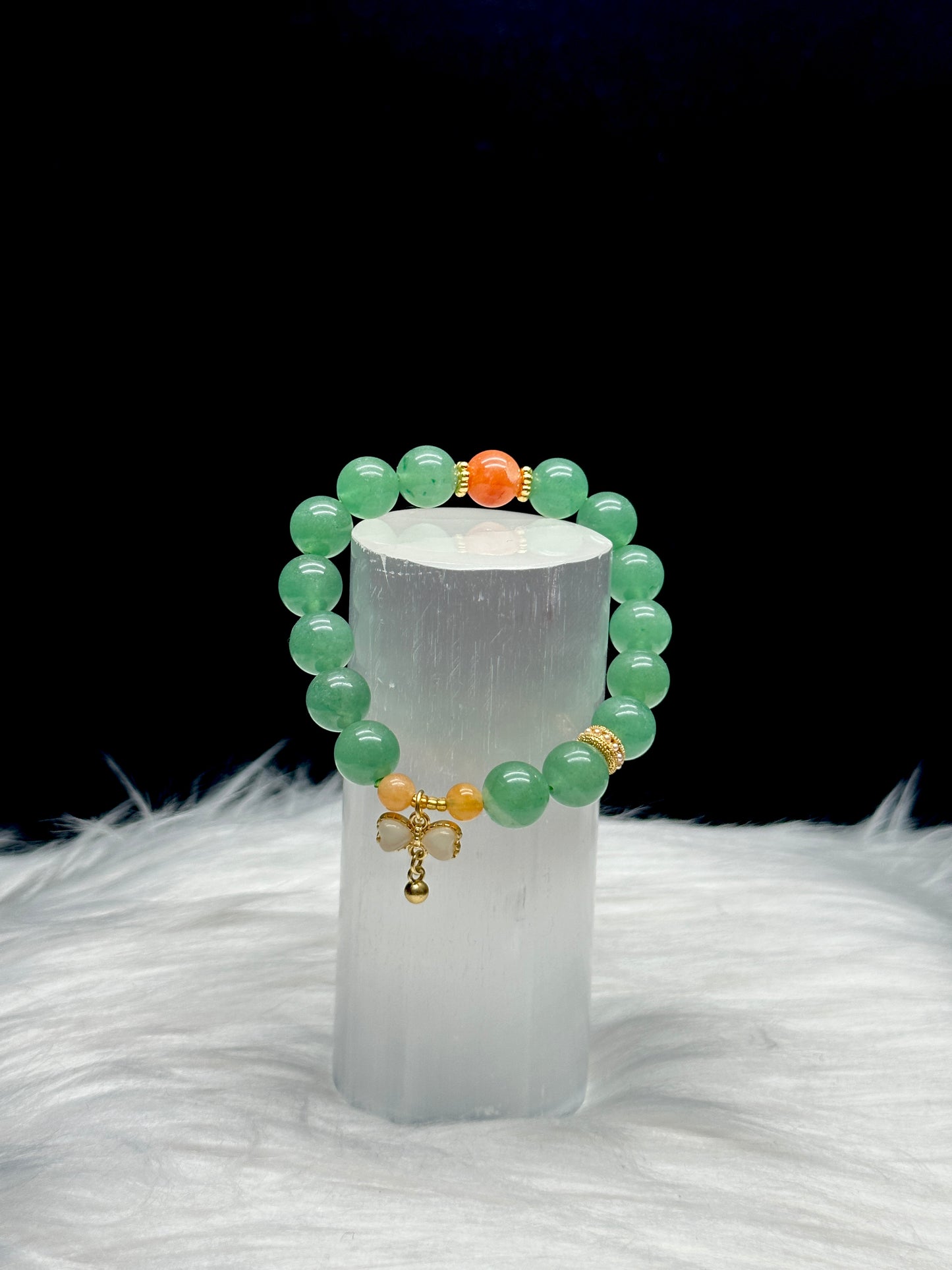 Enchanting Green Aventurine Crystal Bracelet with Butterfly Charm - Healing Energy Jewelr