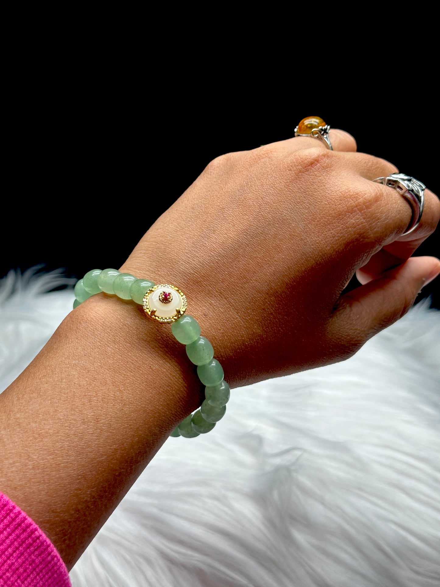 Elegant Green Aventurine and White Jade Crystal Bracelet - Healing Energy and Style