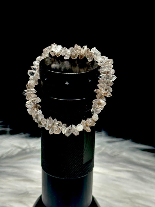 High-Quality Natural Herkimer Diamond Crystal Chip Bracelet