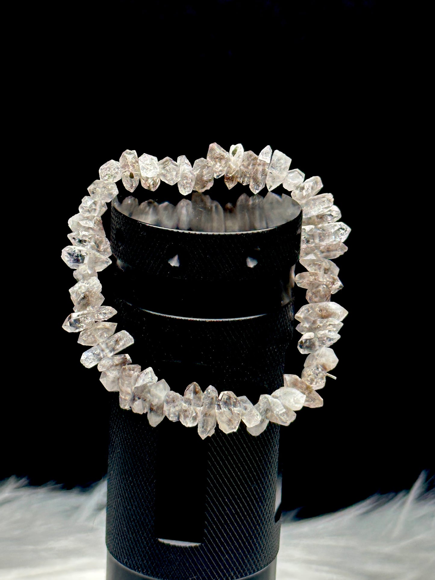 High-Quality Natural Herkimer Diamond Crystal Chip Bracelet