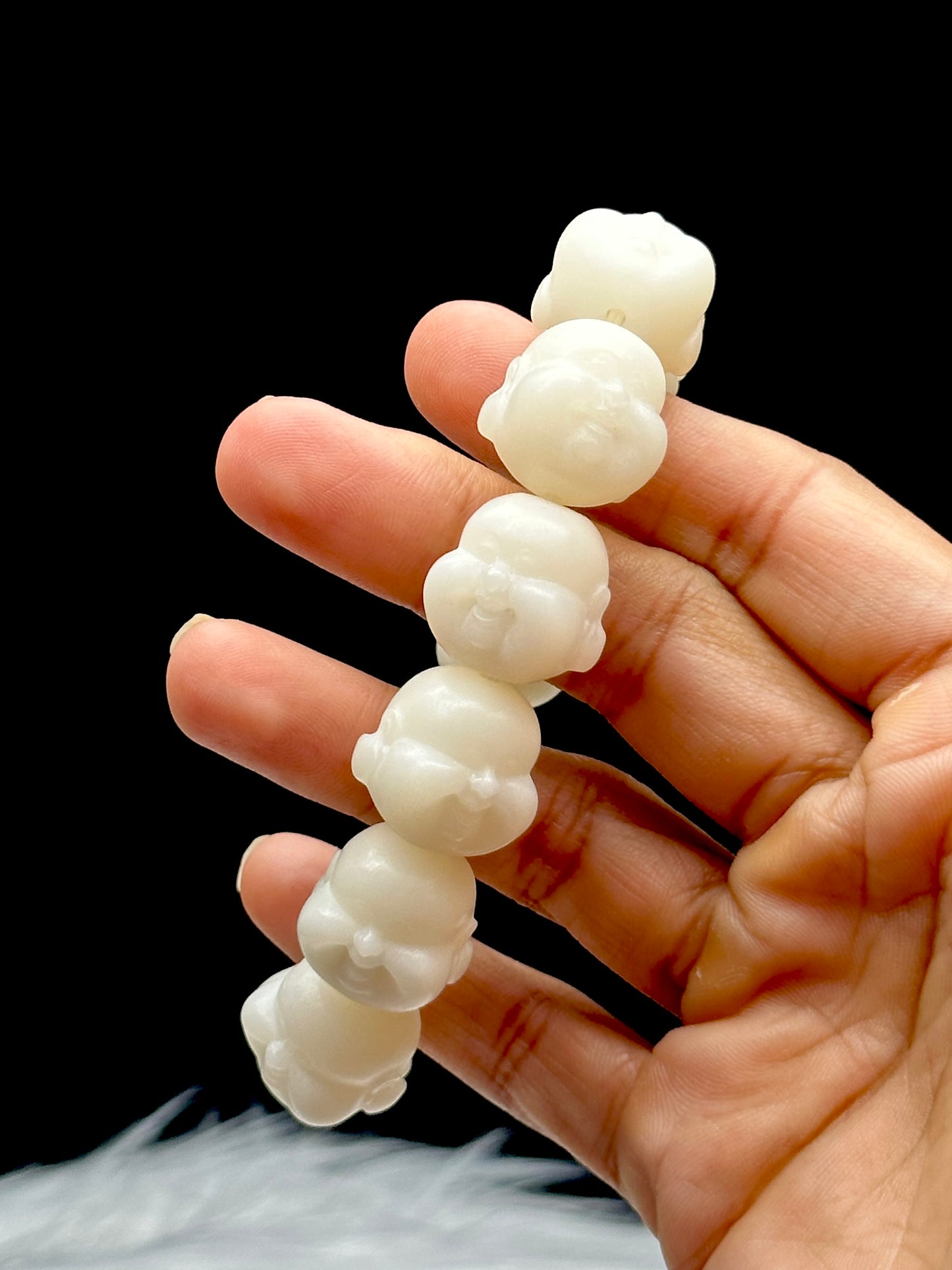 Unique Laughing Buddha Bodhi Bead Bracelet - Hand-Carved for Positive Energy