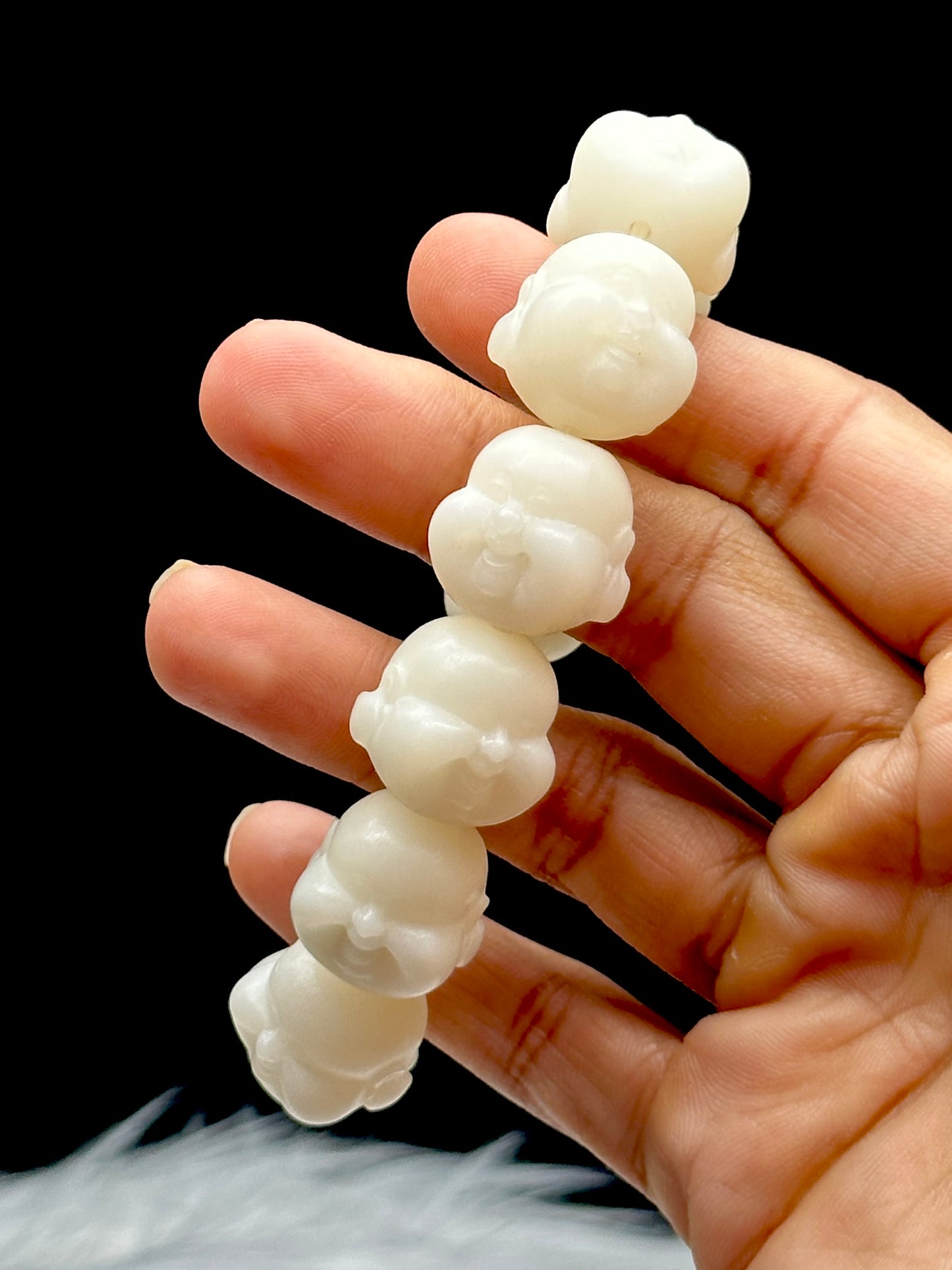 Unique Laughing Buddha Bodhi Bead Bracelet - Hand-Carved for Positive Energy