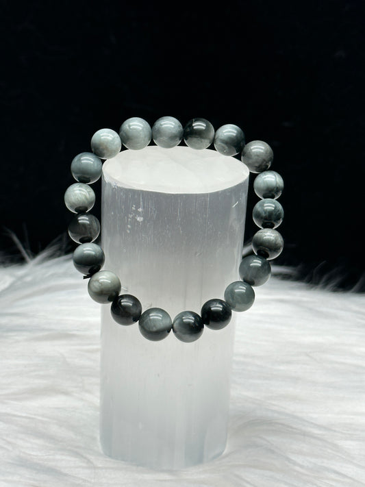 AAA Natural Gray Eagle Eye Crystal Bracelet - 9mm Beads - Healing Energy - Intuitively Chosen