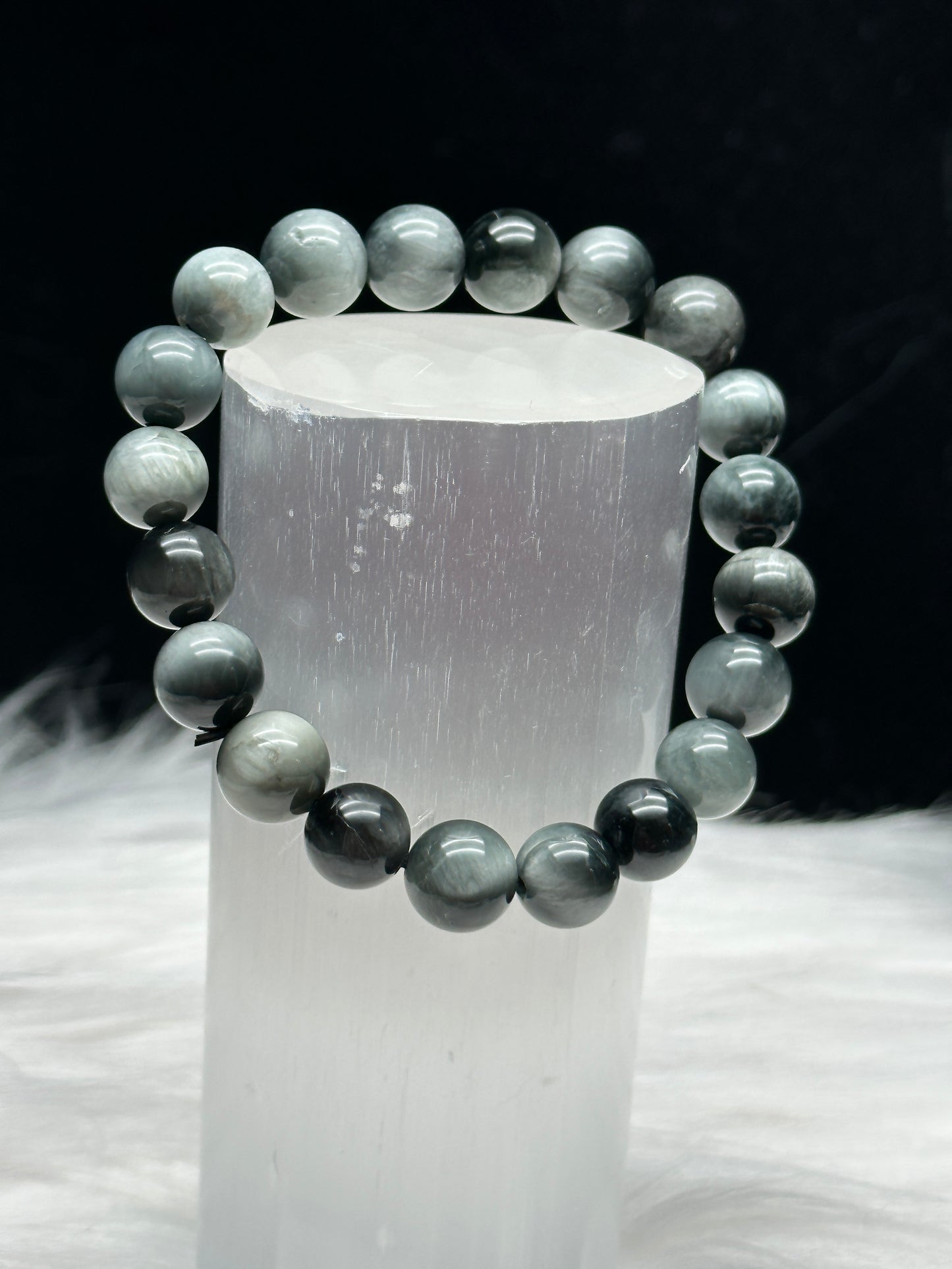 AAA Natural Gray Eagle Eye Crystal Bracelet - 9mm Beads - Healing Energy - Intuitively Chosen