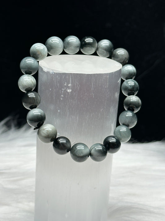 AAA Natural Gray Eagle Eye Crystal Bracelet - 9mm Beads - Healing Energy - Intuitively Chosen