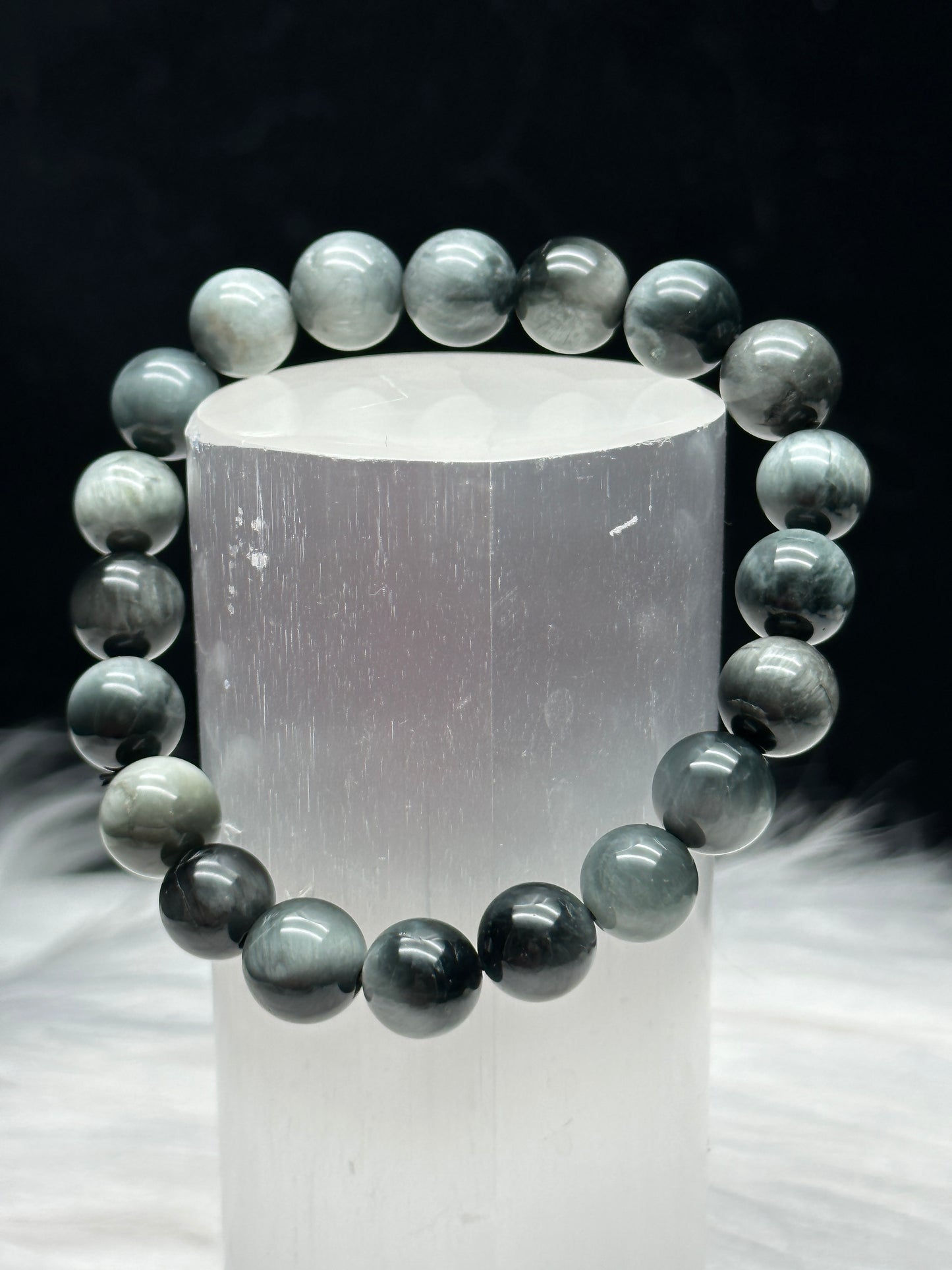 AAA Natural Gray Eagle Eye Crystal Bracelet - 9mm Beads - Healing Energy - Intuitively Chosen