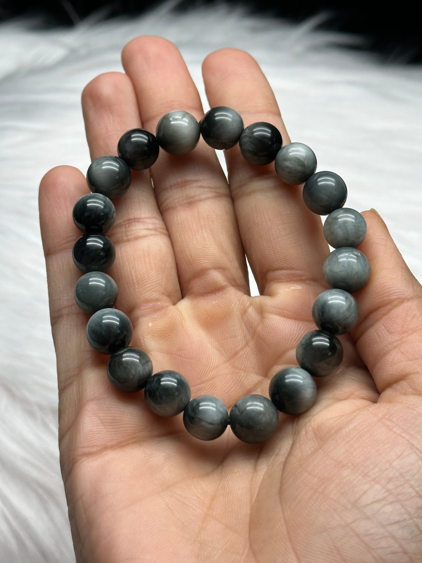 AAA Natural Gray Eagle Eye Crystal Bracelet - 9mm Beads - Healing Energy - Intuitively Chosen