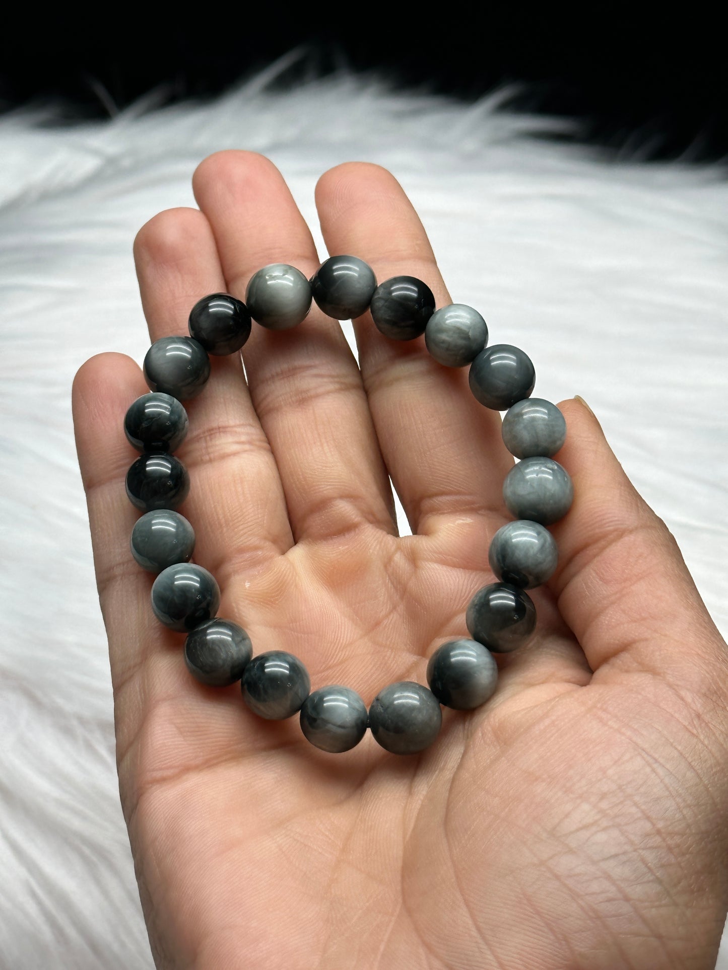 AAA Natural Gray Eagle Eye Crystal Bracelet - 9mm Beads - Healing Energy - Intuitively Chosen