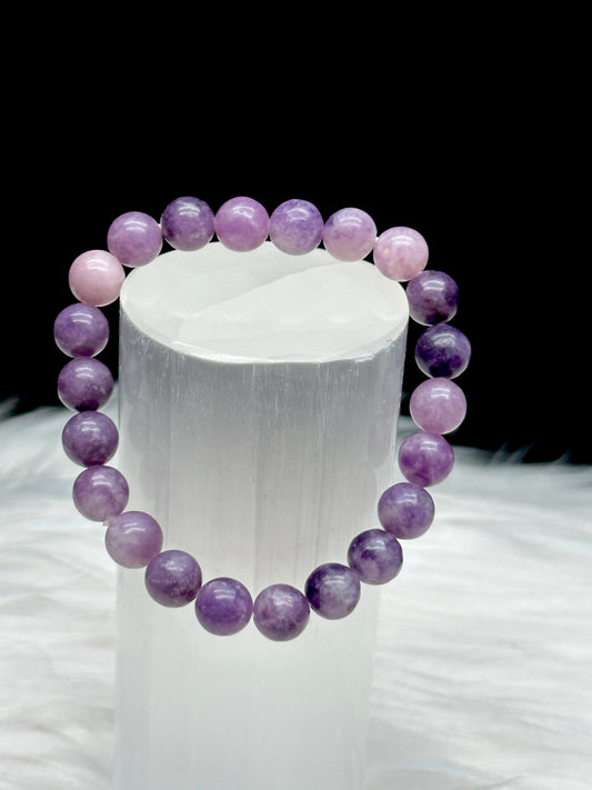 Handcrafted Natural Lepidolite Crystal Bracelet - 8mm Beads - Healing Energy