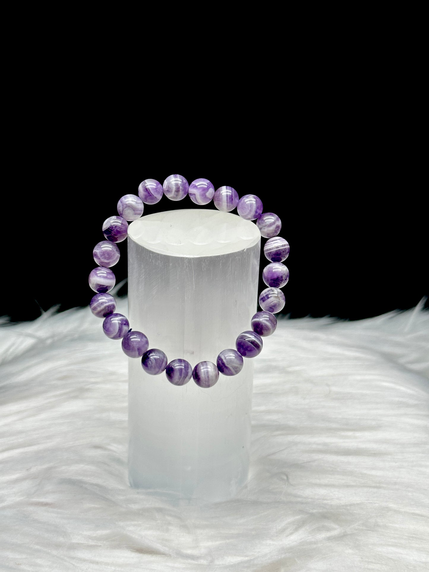 Natural Dream Amethyst Crystal Bracelet - 8mm Beads - Healing Energy, Intuitive Selection