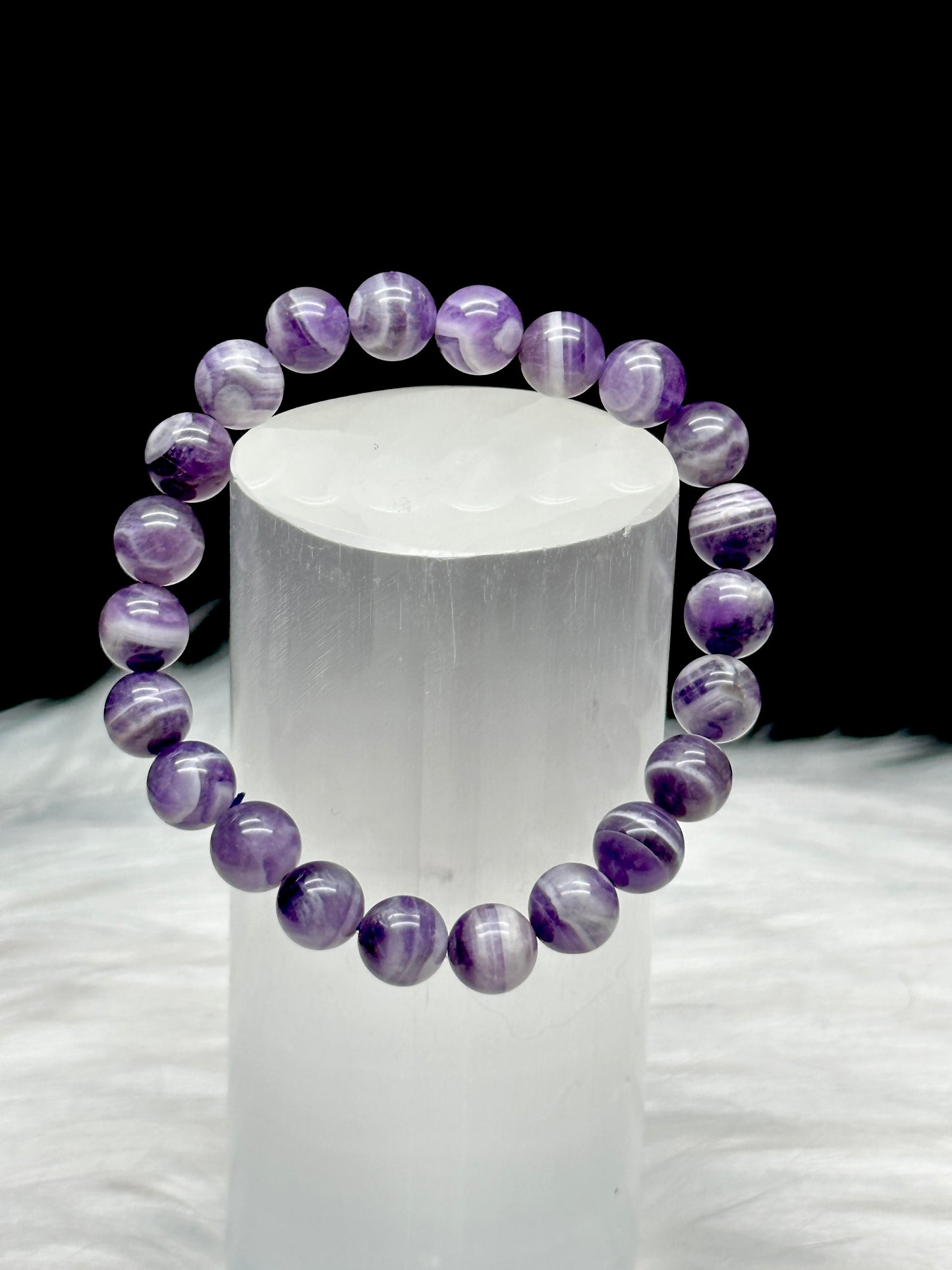 Natural Dream Amethyst Crystal Bracelet - 8mm Beads - Healing Energy, Intuitive Selection