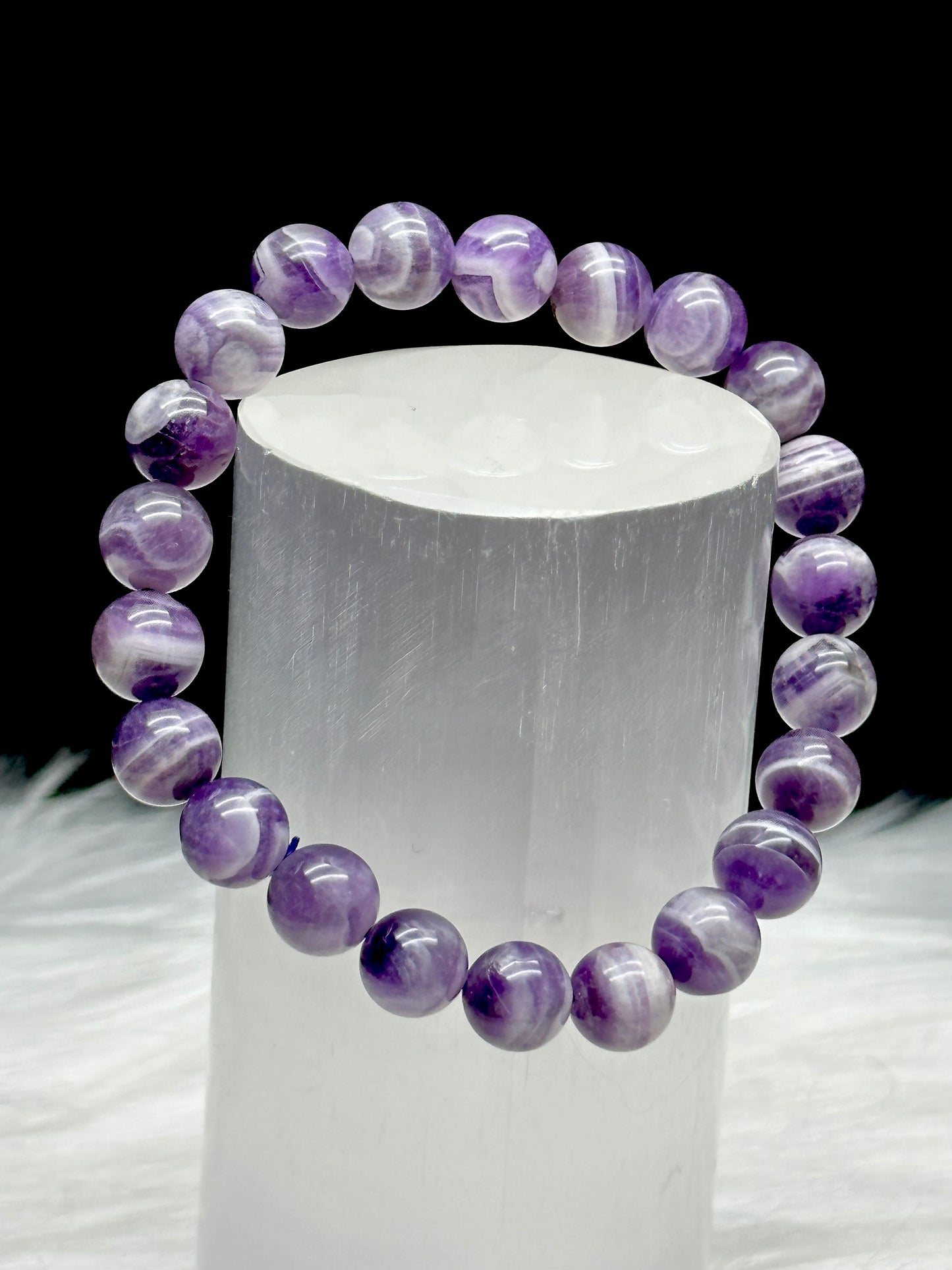 Natural Dream Amethyst Crystal Bracelet - 8mm Beads - Healing Energy, Intuitive Selection