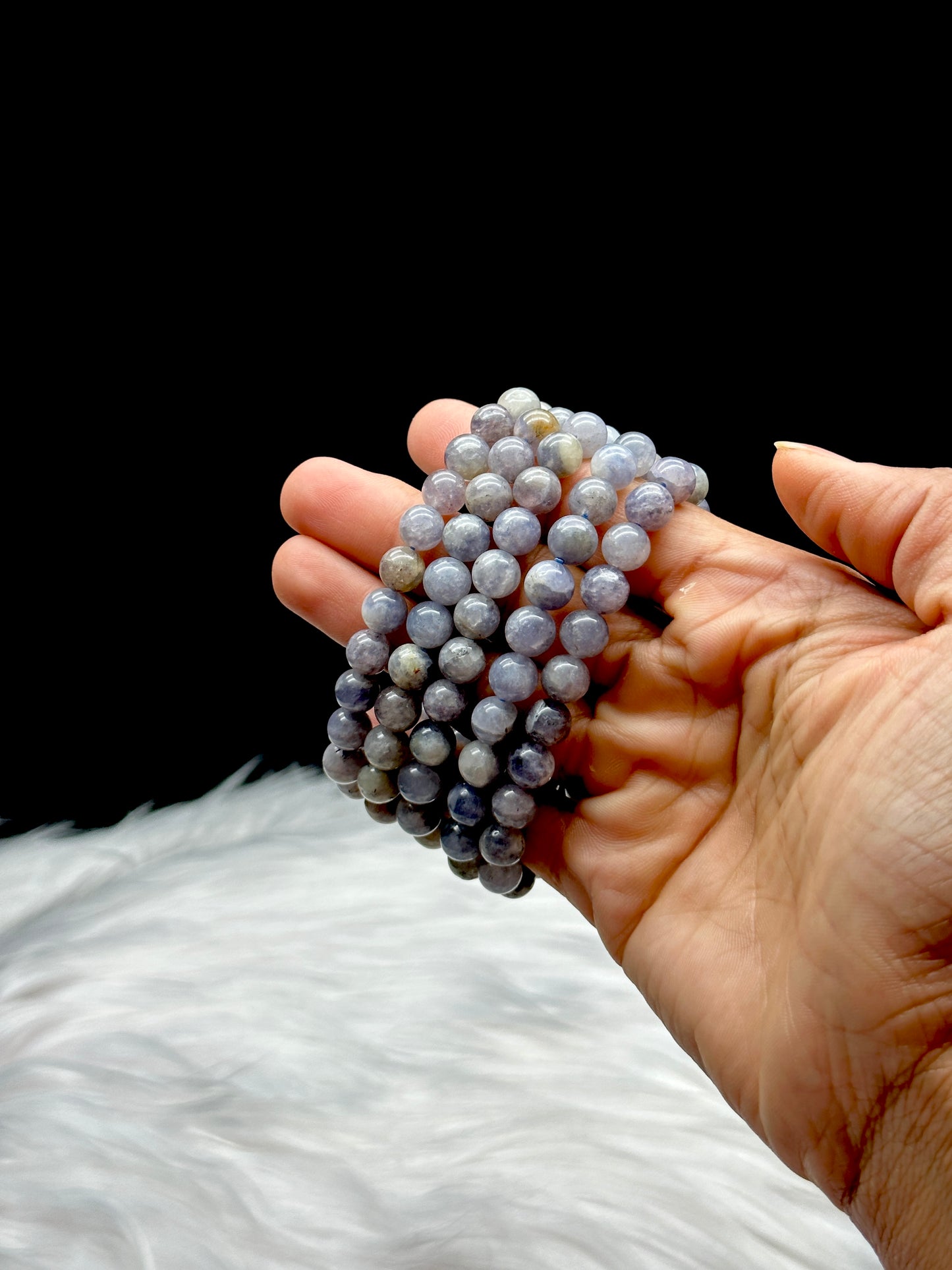 Natural Iolite Crystal Bracelet for Intuition and Healing - 8mm Beads