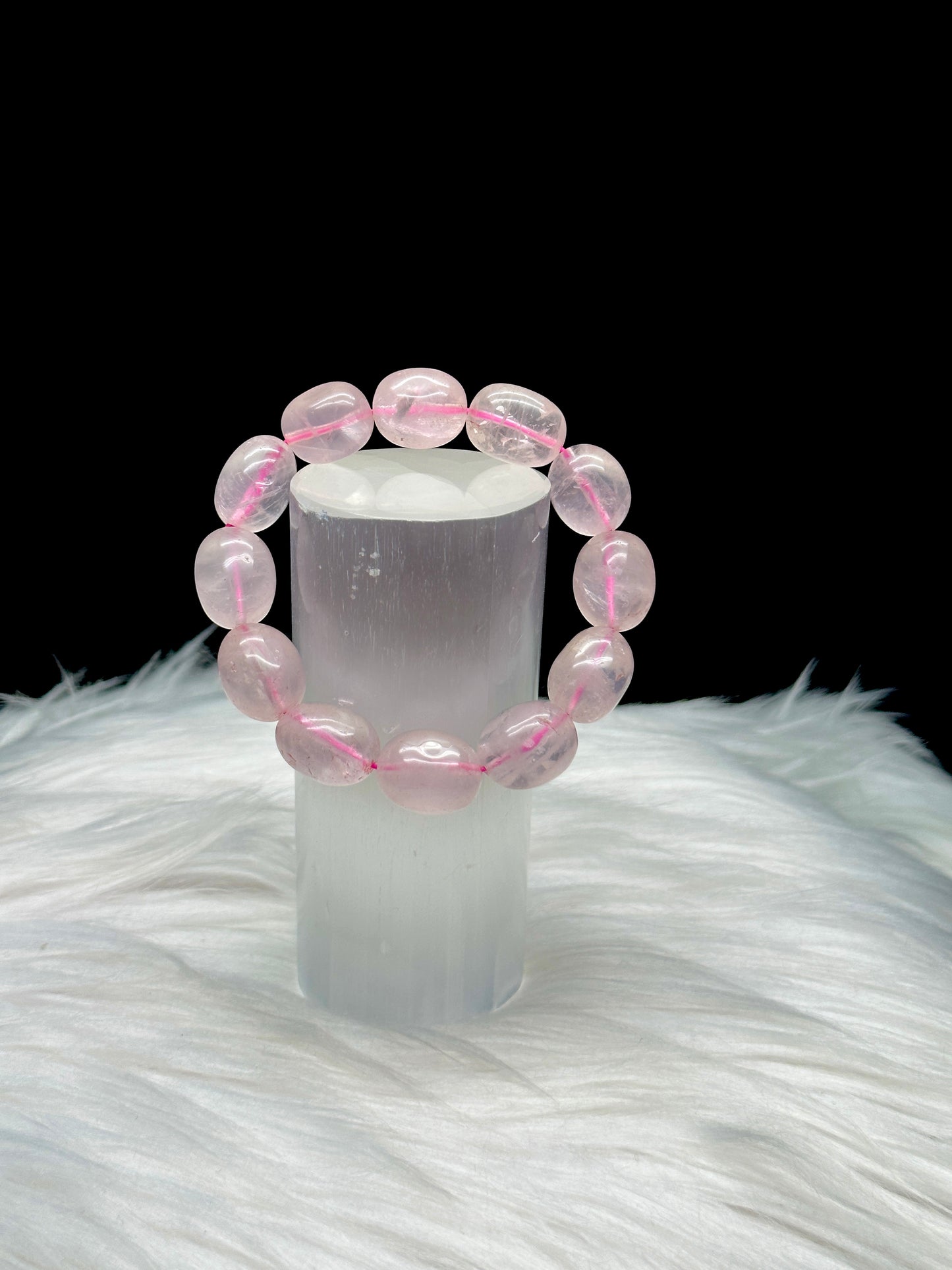 Natural Big Bead Rose Quartz Crystal Bracelet - Healing Energy and Elegance