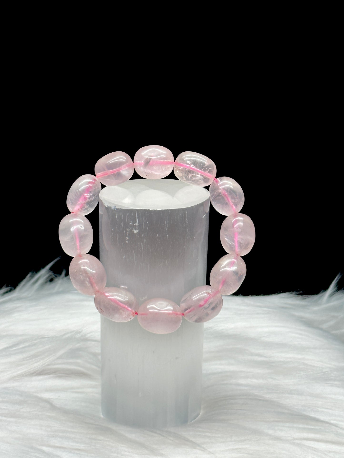 Natural Big Bead Rose Quartz Crystal Bracelet - Healing Energy and Elegance