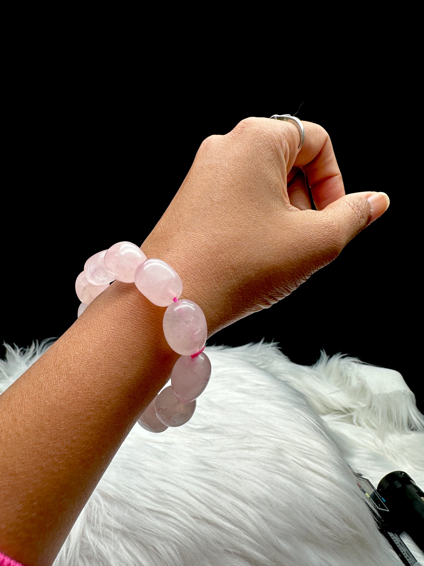 Natural Big Bead Rose Quartz Crystal Bracelet - Healing Energy and Elegance