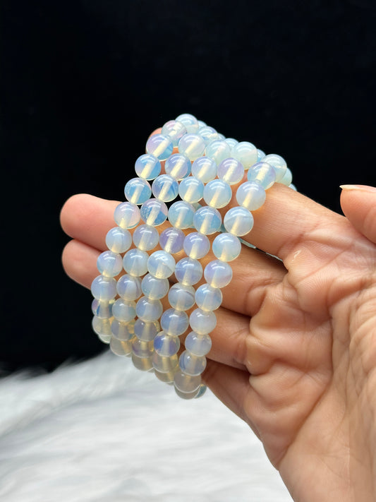 Natural Opal Crystal Bracelet - Healing Energy and Intuitive Connection - 9mm Beads