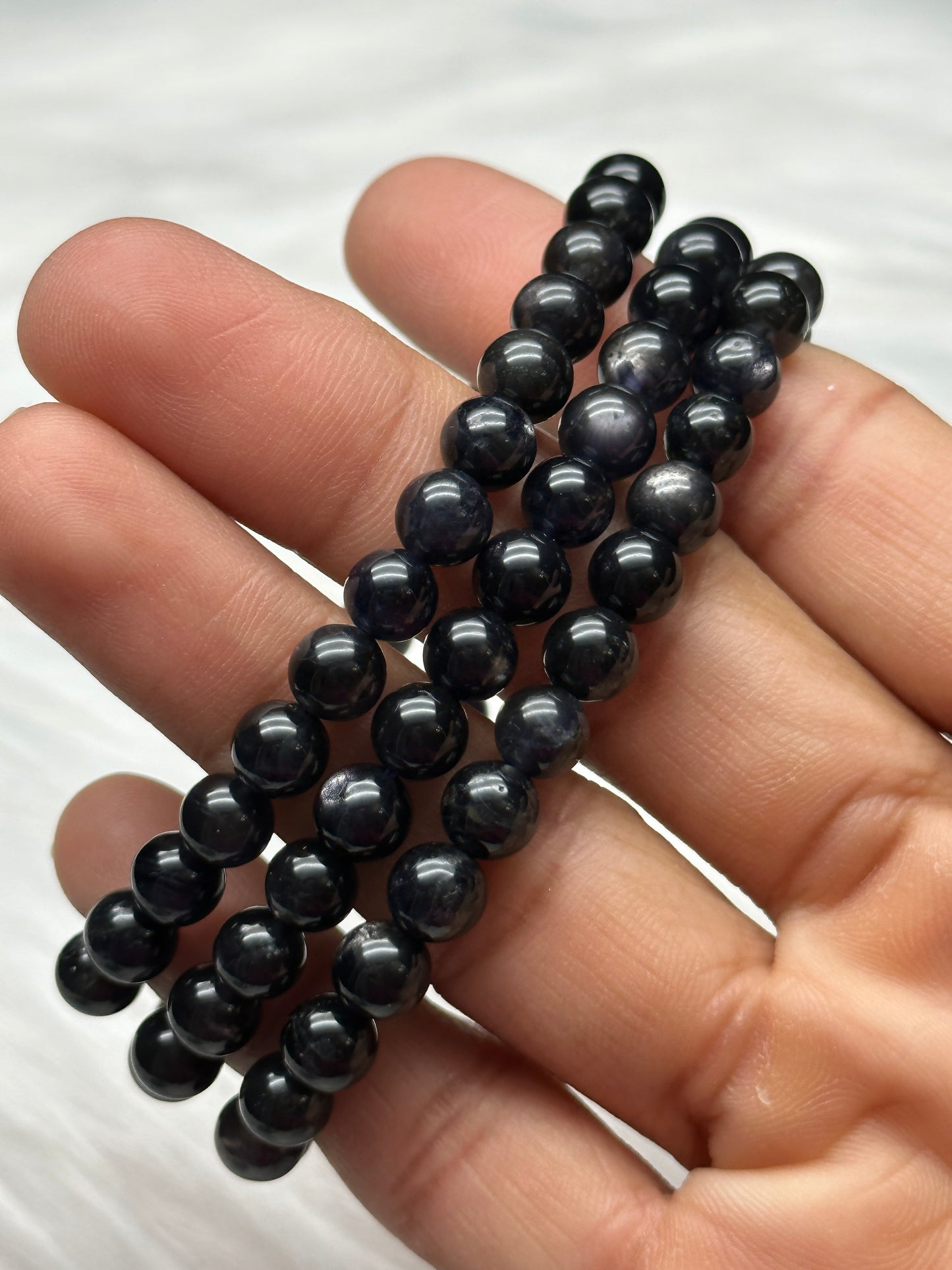 Natural Hypersthene Crystal Bracelet - Healing Energy, Intuitively Chosen, Stretchable Cord, 4mm Beads