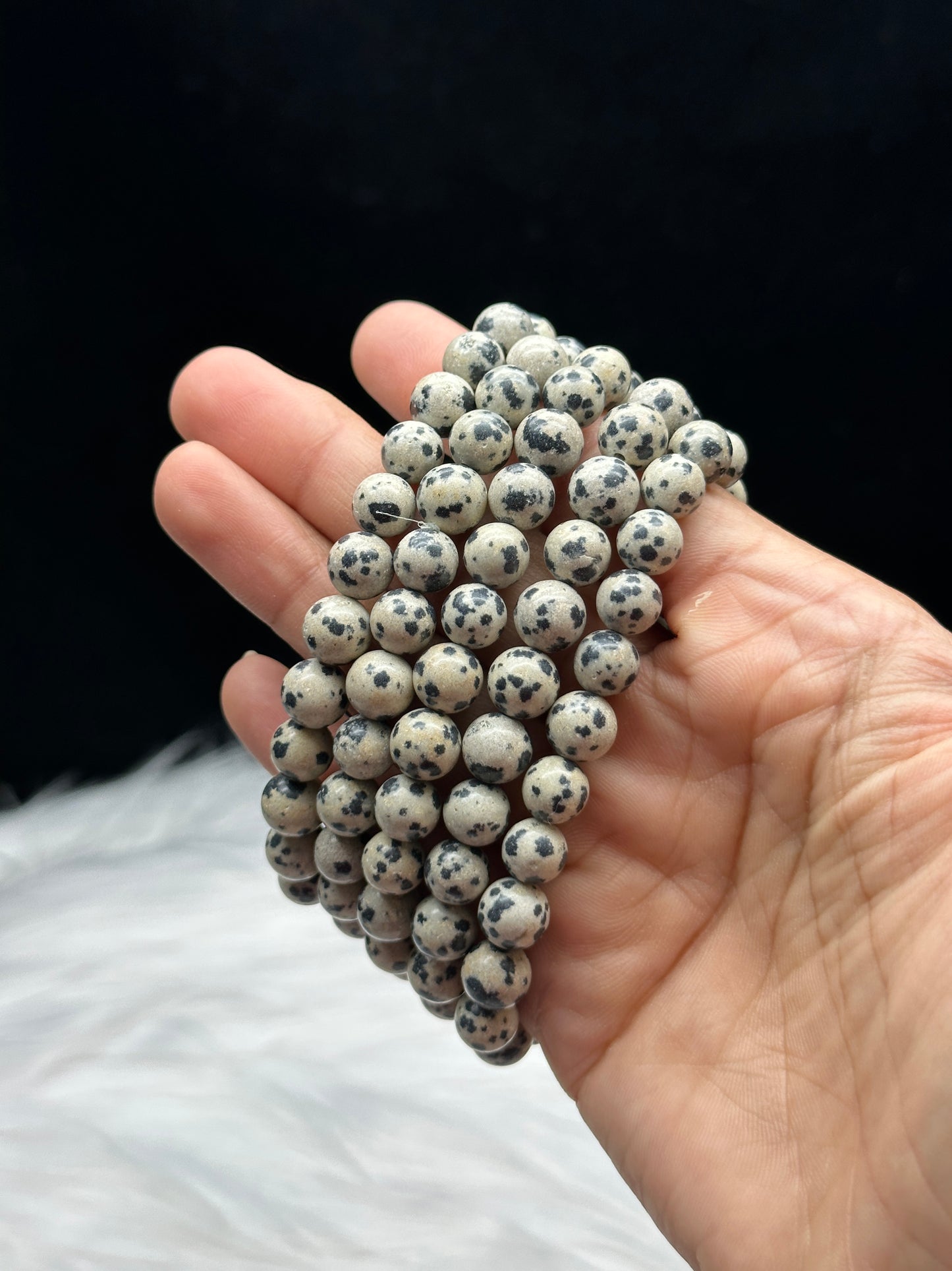 Natural Dalmatian Jasper Crystal Bracelet - 8mm bead size, Healing Energy and Stylish Comfort