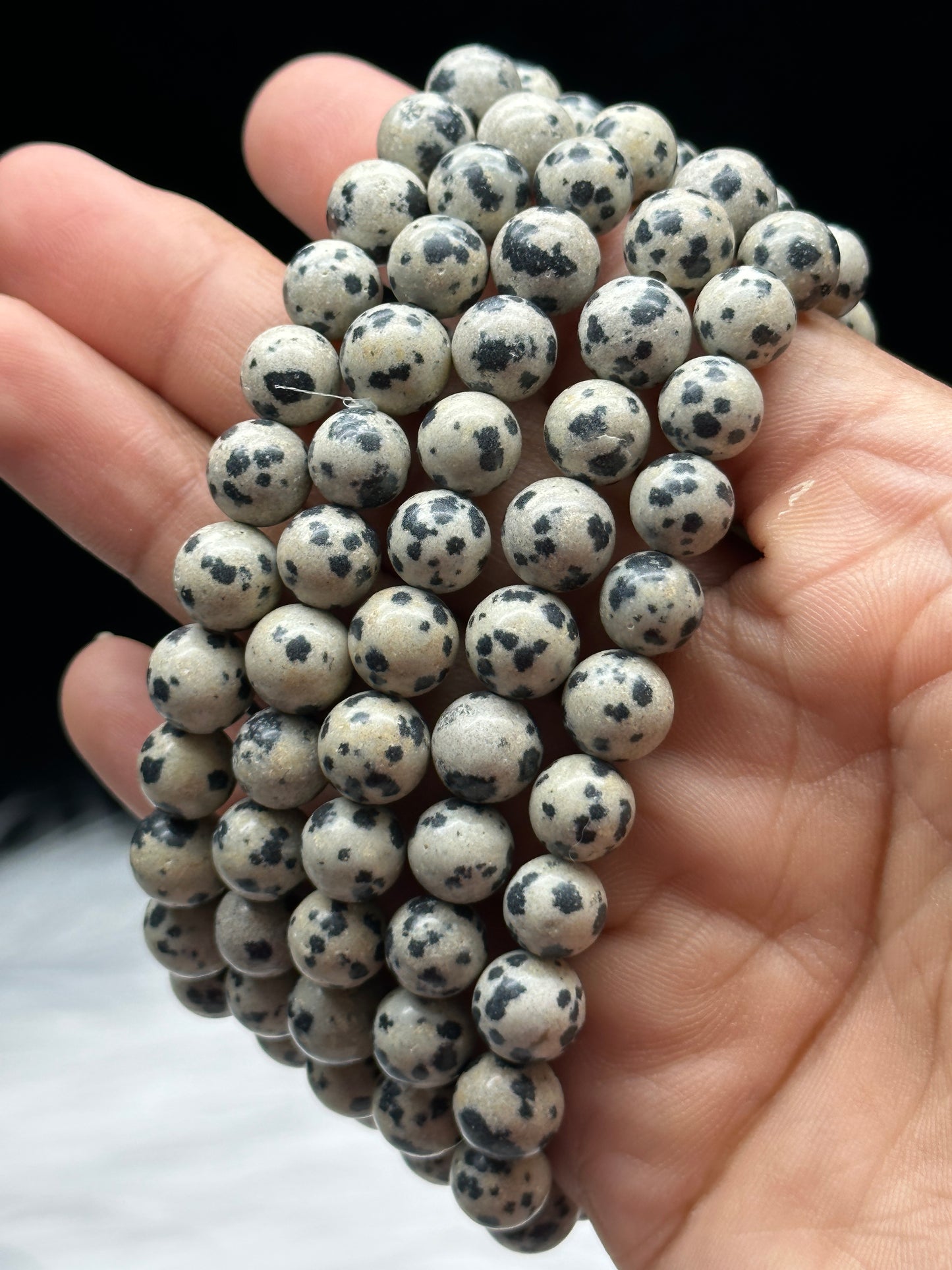 Natural Dalmatian Jasper Crystal Bracelet - 8mm bead size, Healing Energy and Stylish Comfort