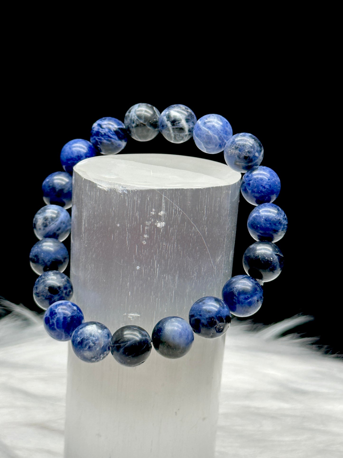 Natural Sodalite Crystal Bracelet - Healing Energy, Stretchable Cord - Intuitively Chosen