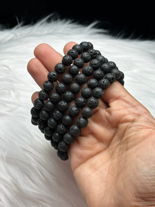 Healing Energy: Natural Lava Stone Bracelet with Stretchable Cord - Intuitively Chosen for You