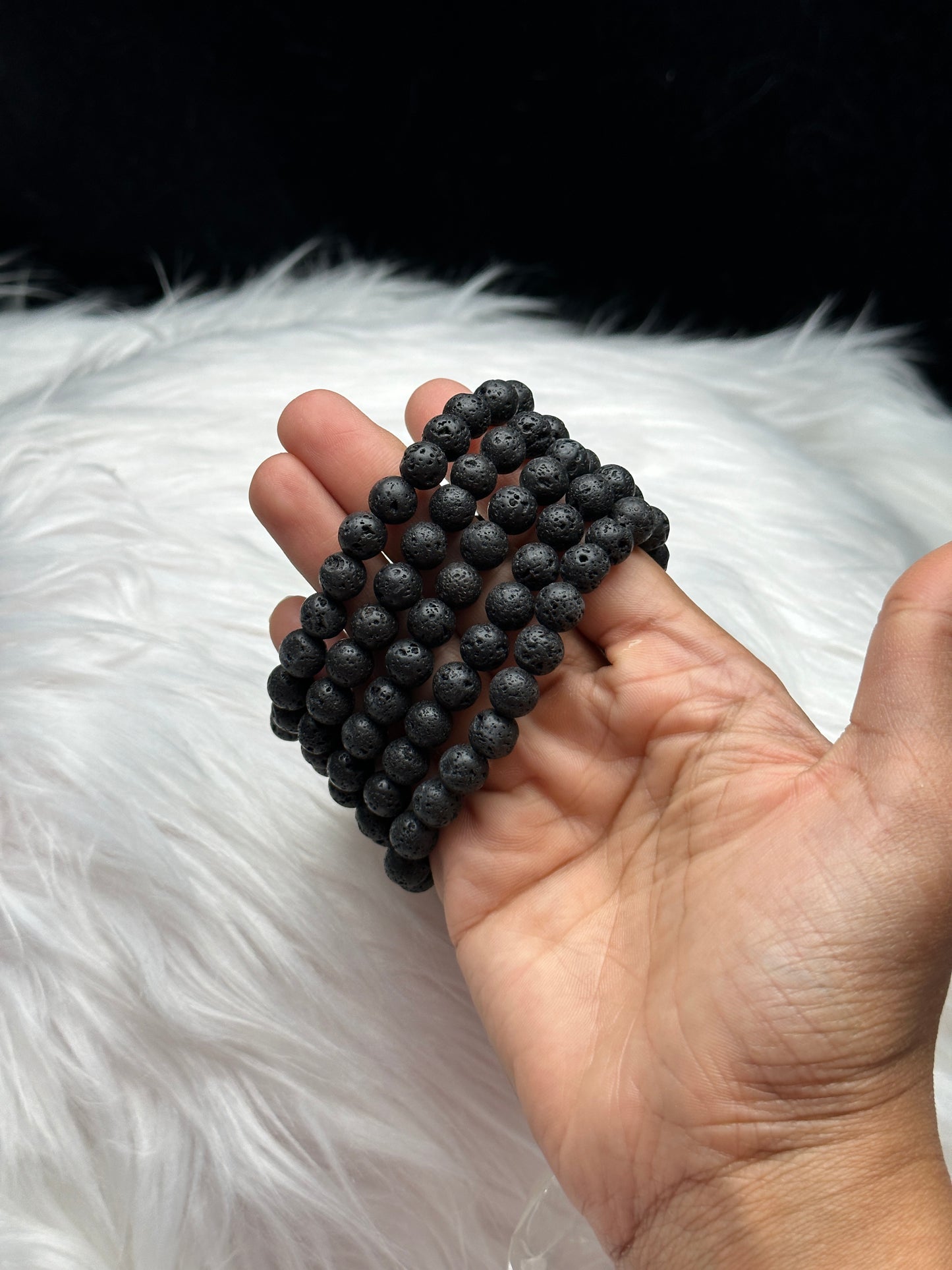 Healing Energy: Natural Lava Stone Bracelet with Stretchable Cord - Intuitively Chosen for You