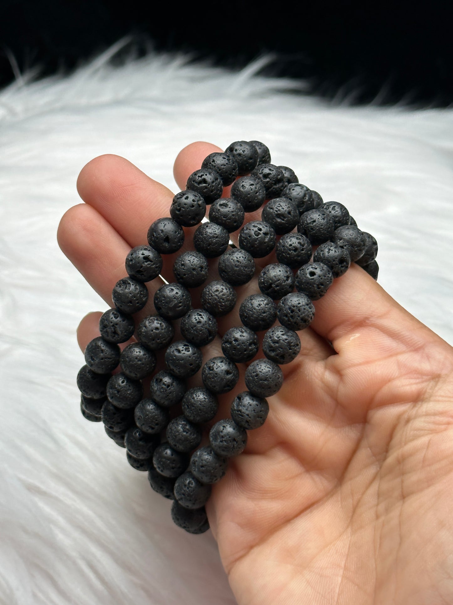 Healing Energy: Natural Lava Stone Bracelet with Stretchable Cord - Intuitively Chosen for You