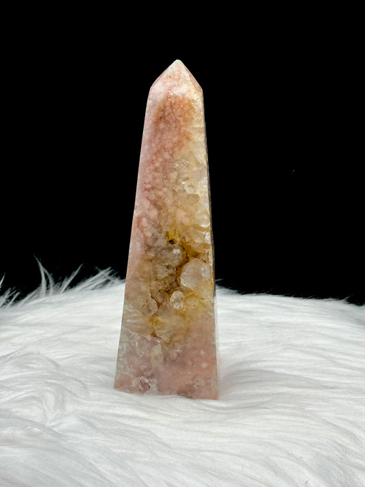 Druzy Pink Amethyst Crystal Tower - 5.5 Inches Tall, 423g Weight