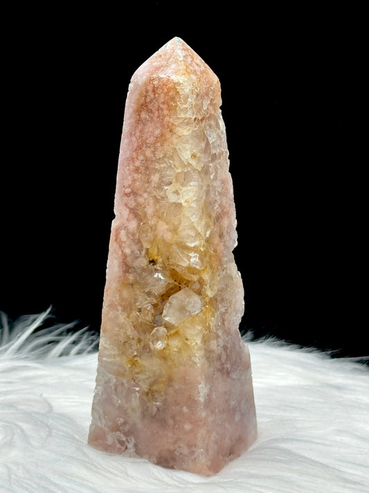 Druzy Pink Amethyst Crystal Tower - 5.5 Inches Tall, 423g Weight