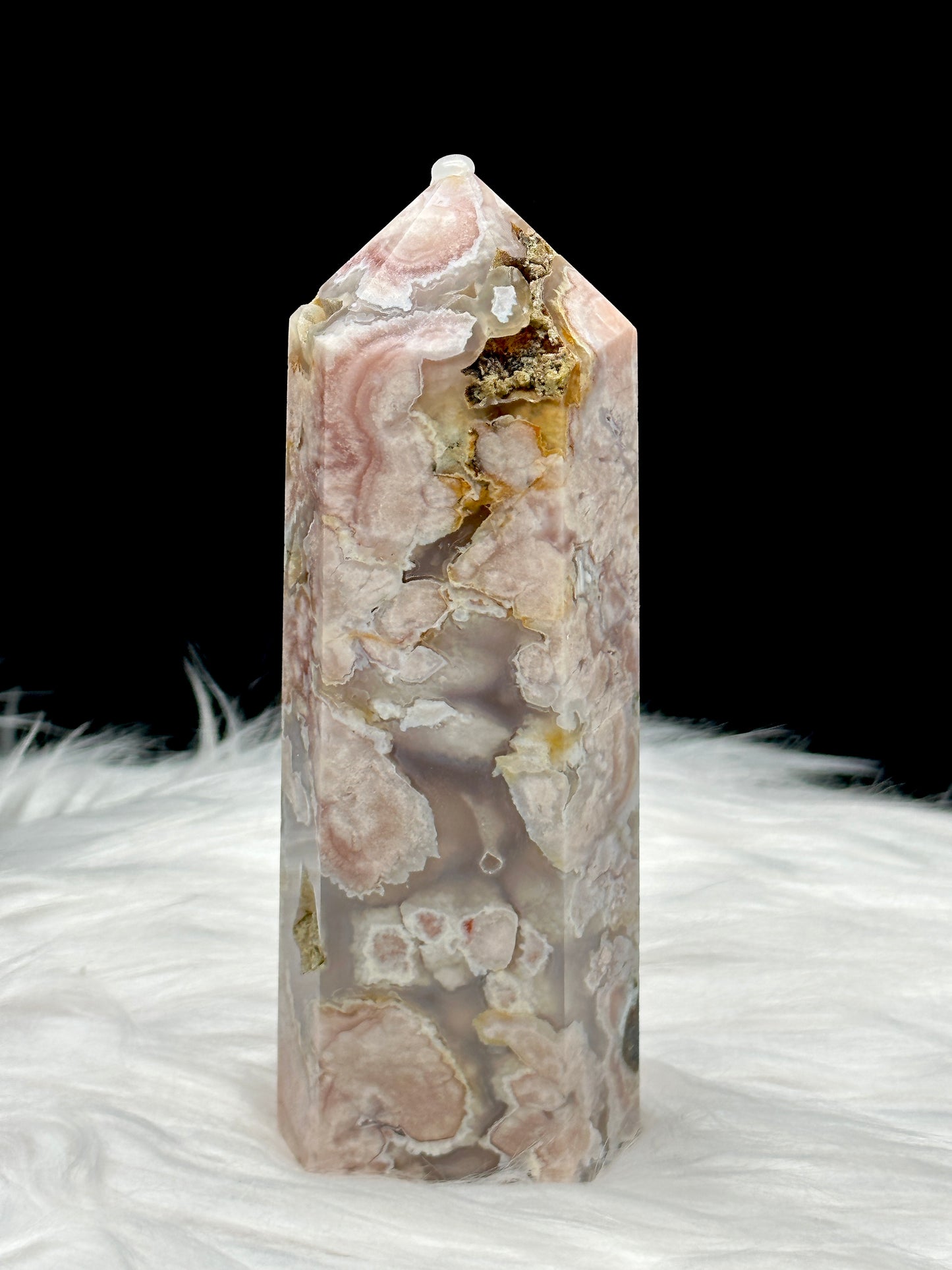 Stunning Flower Agate Crystal Point - 5.5 Inches Tall, Natural Beauty